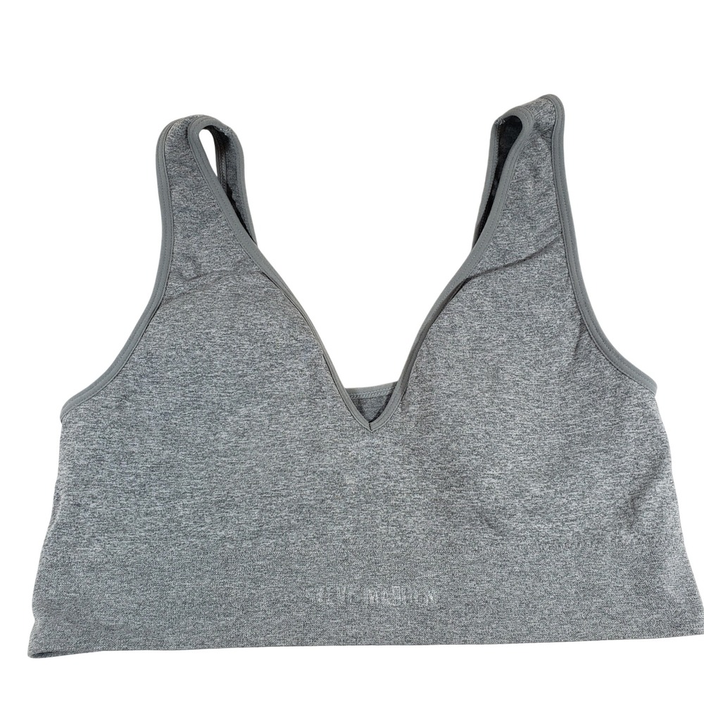 Steve Madden Gray V Neck Seamless Sports Bra Bralette Tank Top‎ XL
